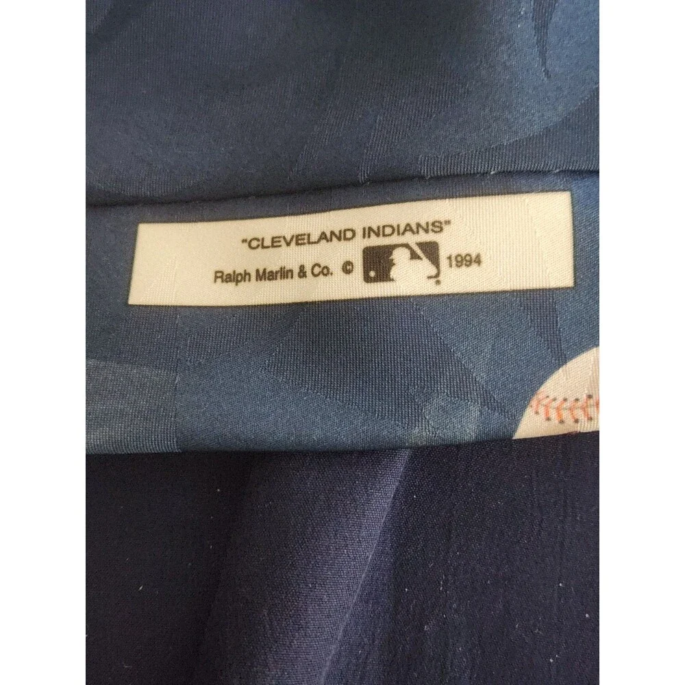Cleveland Indians NWT Necktie Baseballs Chief Wahoo Blue 1994 Ralph Marlin
